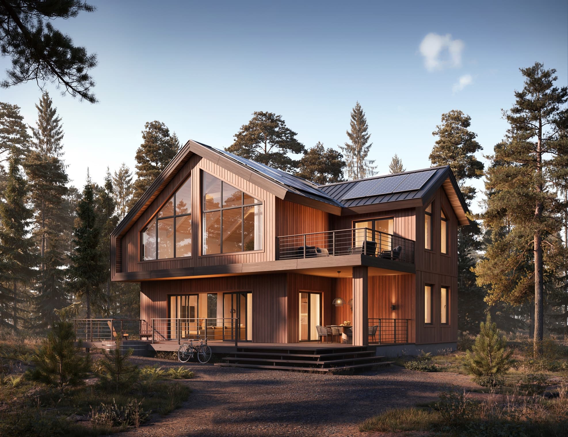 Arkitekttegnet bolig i naturskjønne omgivelser. Bildet er brukt som illustrasjon i artikkel med tips til å finne beste arkitektfirma for ditt prosjekt.